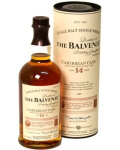 Láhev whisky Balvenie 14 Caribbean Cask s tubou